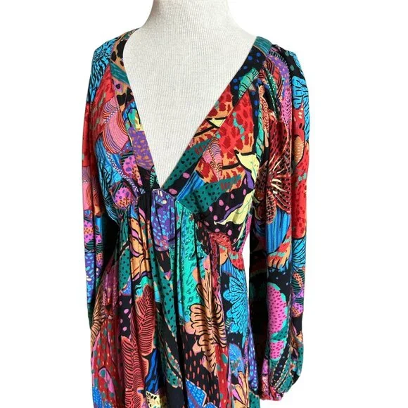 Farm Rio Cool Leopard Maxi Dress in Multicolor Medium Womens Long Gown - Picture 5 of 15